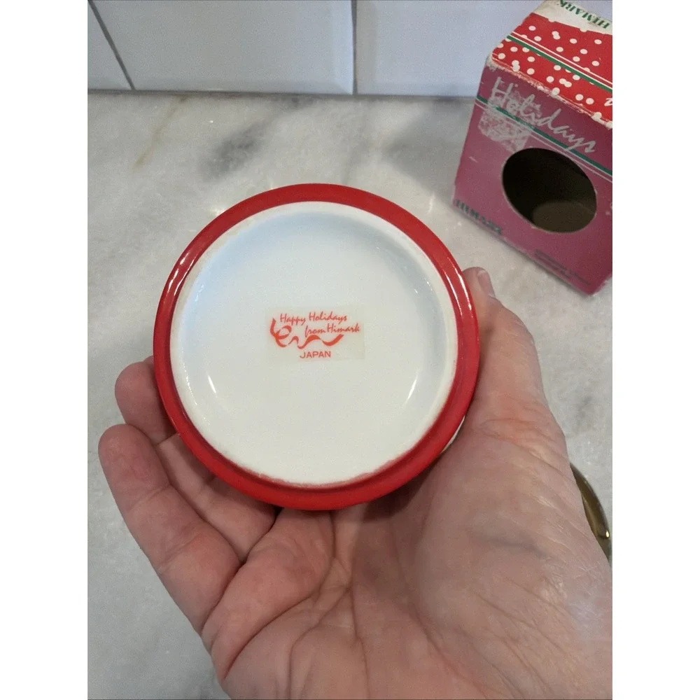 Vtg Himark  1986 Happy Holidays Christmas Trinket Box With 24K Gold Trim GW992